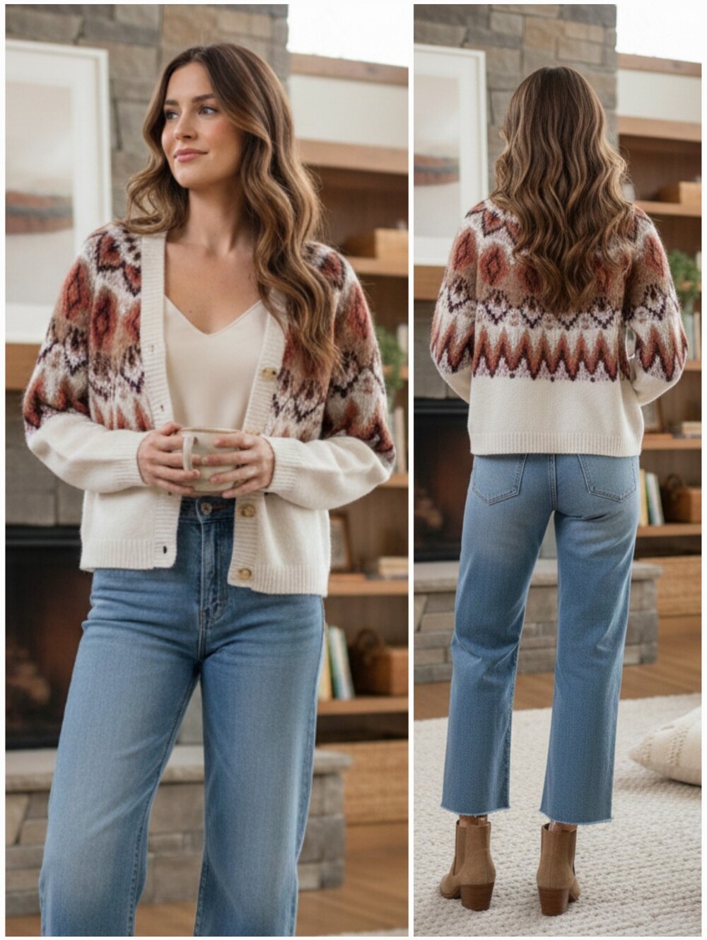 NWT Heartloom S Bohemian Cottagecore Cabincore Fair Isle Cozy Knit Cardigan